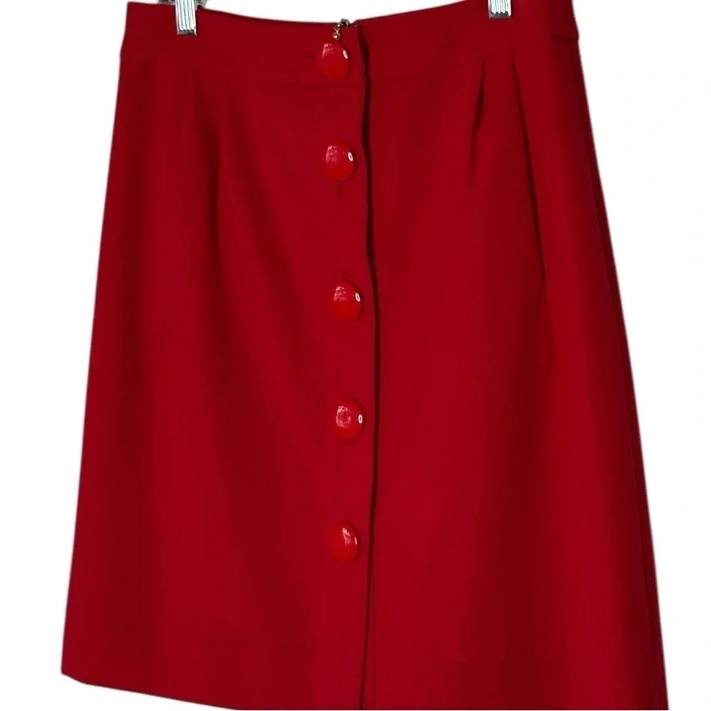 Kate Spade New York Red Wool Button Front Pencil Skirt | Size 10